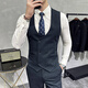 ROMON Slim Suit Vest Suit Male Wedding Groomsmen Group Dress Business Casual Large Size Work Wear Vest Top Black Single Vest M