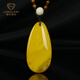 Carol amber pendant for men and women, yellow old beeswax water drop plain stone pendant, natural beeswax birthday gift for girlfriend