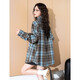TonLion 2025 autumn women's retro American loose plaid long-sleeved shirt