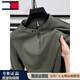 TOME BORNEK American Tommy genuine Henry collar sweatshirt men's sports half-zip T-shirt long-sleeved bottoming shirt stand-up collar top Army Green M
