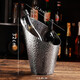 He Jiagong metal champagne bucket thickened stainless steel ice bucket red wine chilled bar club cooling bucket model room accessories silver bevel hammer point craft ice bucket