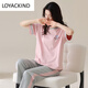 LOYACKIND summer short-sleeved pajamas suit trousers 100 cotton women's sports cotton home clothes thin large size can be worn outside Y9711 M