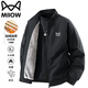 Cat Man Jacket Men's Autumn and Winter Velvet Thickened Baseball Collar Versatile Business Casual Jacket Top Black XL