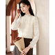 Homecoming Winter French Lace Top Half Turtle Collar High-end Design Versatile Temperament Bottoming Shirt 26 Beige XL