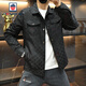 AEMAPE Jacke Herren 2025 Frühling und Herbst Neues hochwertiges bedrucktes Revers Junge und mittlere Mode Schlanke und hübsche Jacke Trend Schwarz 1047 2XL 150-160Jin Jin entspricht 0,5 kg