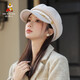 Scarecrow Beret Hat Women's 2025 Autumn New Solid Color Newsboy Hat Painter Hat Retro Octagon Hat Elegant and Western Style White One Size