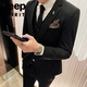 JEEP SPIRIT Korean style suit, handsome and trendy male wedding groomsmen dress host slim suit two-piece suit 109 dotted stripe black three-piece suit = suit + vest + pants S (suitable for 95-105 Jin Jin equals 0.5 kg)