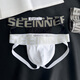 2 BUNNIES 2 pairs of pure cotton thong men's double underwear pure white boys U convex bag sexy back empty triangle shorts head 612 (black + white) 2XL _150-170Jin Jin is equal to 0.5 kg