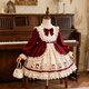 Kafanli (KafanIi) Girls Lolita Princess Dress 25 New Children's Birthday Dress Western Style Baby Girl Dress Autumn and Winter Burgundy 265 Velvet No Accessories 130 cm