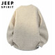 JEEP SPIRIT Jeep American style lazy style sweater men's autumn and winter Henley collar casual sweater jacket oatmeal gray XL