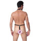 Men's jumpsuit hollow sexy imitation leather underwear sexy black patent leather bondage T-pants thong black one size