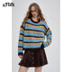 Fairy's Pocket Retro Striped Contrast Color Sweater Women's 2025 Autumn New Lazy Style Soft Waxy Wool Knitted Top Brown Stripe M