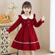 Piggy Banner (PEPCO) girls winter red dress stylish plus velvet children's clothing winter skirt little girl princess dress red 120