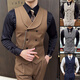 Jingchen Green Fruit Collar Vest Men's Suit Wedding Groomsmen Groomsmen Suit Vest Vest Waist Double Breasted Suit Jacket Medium Gray_Single Vest 3XL_Recommended 165Jin Jin is equal to within 0.5kg
