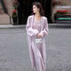 French gentle style style sweater knitted dress suit spring and autumn cardigan suspender long skirt two-piece set for women purple factory straight hair S S recommended 80Jin Jin equals 0.5kg -95Jin Jin equals 0.5kg