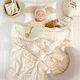 Others Newborn baby spring and autumn blankets, children's air-conditioned quilts, kindergarten quilts, autumn and winter quilts, soothing beanie fleece blankets, bear head embroidered beanie quilts 10-20 degrees 100x120cm