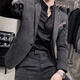 JEEP SPIRIT Korean style suit, handsome and trendy male wedding groomsmen dress host slim suit two-piece suit 109 dotted stripe black three-piece suit = suit + vest + pants S (suitable for 95-105 Jin Jin equals 0.5 kg)