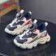Warrior boys' sports shoes winter velvet warm children's cotton shoes medium and large children's running shoes WZ-C072L dark blue/m 35