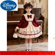 Disney Original Girls Lolita Princess Dress 25 New Children's Birthday Dress Fashionable Baby Girl Dress Autumn and Winter Burgundy 265 No Accessories 100 cm