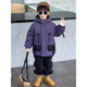 Burwilde International Brand Boys Autumn and Winter Velvet Jacket 2025 New Children's Handsome Workwear Jackets Trendy and Cool Boys Winter Purple 110 cm