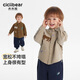 Qiqi Xiong 100% cotton corduroy Qiqi Xiong baby shirt jacket boys autumn clothing 2025 new children's outer clothing light khaki 130