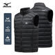Mizuno (MIZUNO) outdoor lightweight down vest men's short autumn and winter inner and outer vest stand collar vest black 2XL