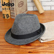 JEEP hat men's pure wool green middle-aged and elderly small top hat autumn and winter warm outdoor British jazz hat manufacturer direct approval black M (56-58cm)