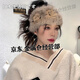 Japanese rabbit hair belt for women to go out in autumn and winter, plush headband, fur knitted hat, mixed turban and headwear to keep warm, black