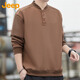 Jeep (JEEP) American genuine Jeep high-end sweatshirt men's spring and autumn loose pullover sports bottoming shirt casual long-sleeved top Brown-Henry collar same style in the store XL recommended 140-160Jin Jin equals 0.5 kg