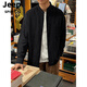 JEEP SPIRIT light mature style casual stand collar black shirt men's autumn new Chinese cotton and linen cardigan Henry collar shirt jacket black upgraded version M