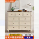 Visage Yuanshi Woody American solid wood light luxury nine-drawer cabinet storage cabinet simple modern bedroom living room storage cabinet retro drawer six drawers + dressing table + stool + mirror ivory white