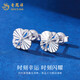 Lao Fengxiang pt950 platinum earrings for women, platinum wound four-leaf clover earrings, Valentine's Day birthday gift for girlfriend and wife, platinum wound four-leaf clover earrings, one pair, about 2.2g + brand gift box
