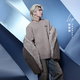 BONELESS Cai Xukun's same style spliced raw edge stand-up collar parka cotton coat loose winter warm cotton coat brown L
