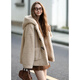 TonLion 2025 Winter Women's Hooded Horn Button One-Hand-Length Imitation Lamb Wool Jacket