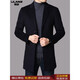 Lilang men's winter medium-length thickened coat new wool woolen coat young and middle-aged men's casual windbreaker black thickened M (170) (recommended 110-130Jin Jin equals 0.5 kg)