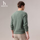 HAZZYS Men's 2025 Autumn New Henley Collar Cardigan Men's Solid Color Pullover Knitted Men's Sweater ABYZD0CCD11 Dark Khaki DK XL (180/100A 50)