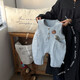 G.duck Little Yellow Duck official infant and children overalls spring and autumn 2025 new male and female baby denim jumpsuit autumn official gray bottoming shirt flagship 73cm