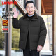 Duck Goose Down + Graphene Wool Collar Down Jacket Men's Middle-aged and Elderly Short Business Casual Dad Jacket JH Navy Blue 2XL (185/100A)
