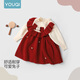 Youqi Girls Red Sweater Dress Winter 2026 Autumn Knitted Baby Fashionable Long Sleeve Baby Dress Princess Dress Cute Bunny 80