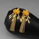 Fuwu 2025 new step by step lotus gold color lotus tassel earrings for women 18k gold lotus retro earrings for girlfriend step