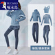Woodpecker autumn and winter new running fitness suit women's outer wear morning running windproof hooded loose Pilates yoga sportswear Star Black two-piece set M