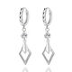 Nine-year-old 99 sterling silver double diamond geometric carving silver earrings for women, rhombus solid silver earrings birthday gift for girlfriend, classic double diamond, solid silver weight about 3g