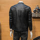 Spring and Autumn Leather Men's High-end Motorcycle Jacket 2025 Spring Trendy and Handsome Men's High-End Stand-up Collar Leather Jacket Black 2XL Recommended Weight 130-145Jin Jin is equal to 0.5 kg