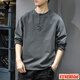 Playboy (PLAYBOY) 2025 new casual men's versatile long-sleeved T-shirt, loose and thin, spring and autumn trendy brand Henry collar bottoming shirt, sweatshirt, Khaki M _ Recommended 86-100Jin Jin is equal to 0.5 kg
