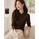 Mohan Yimei warm and comfortable lapel fungus age-reducing shirt for women 2025 winter new style German velvet fashion shirt