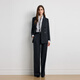 Scofield Wool 100% Women's Intelligent Peaked Collar Striped Suit Double Breasted 2025 Autumn New Arrival Gray (Suit) S 160