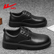 Pull-back leather shoes for men in autumn, all-match heightening, business black casual men's shoes, commuter shoes, oil wax black 42