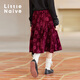 Little Naive Girls Skirt Autumn and Winter New Children's Flower Crumpled Retro Velvet Skirt Burgundy 130 New Year's Eve Clothes