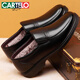 CARTELO Men's Winter Velvet Leather Shoes Men's Genuine Leather Business Casual Soft Sole Middle-aged Dad Shoes Middle-aged Warm Cotton Shoes Black Velvet Style 42