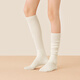 Mianzhuwu Wool Pile Calf Socks Women's Autumn and Winter Long Tube Fu Shoes White Anti-Slip Non-Falling Spring and Autumn Long Socks Combination 1 (Milk White + Black) One Size 35-39 Wool Warmth_Non-Falling_No Bone Seam Head Free Shipping Insurance